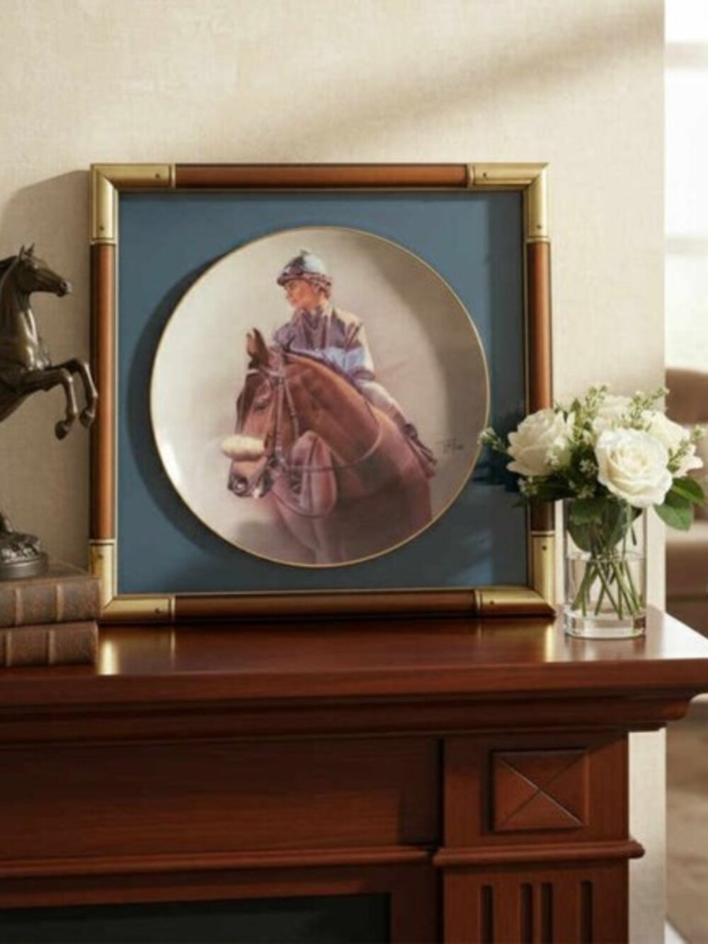 Kentucky derby framed decorative plate